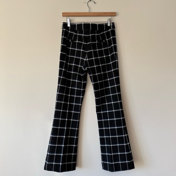 NWOT Derek Lam 10 Crosby High-Waist Grid-Print Flared-Leg Crepe Pants - Picture 5 of 10